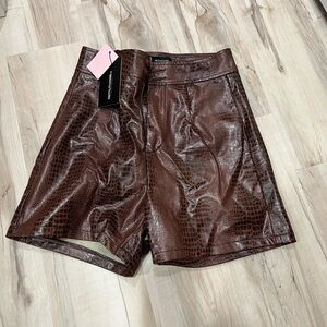 PrettyLittleThing High Waist Croc-Embossed Shorts